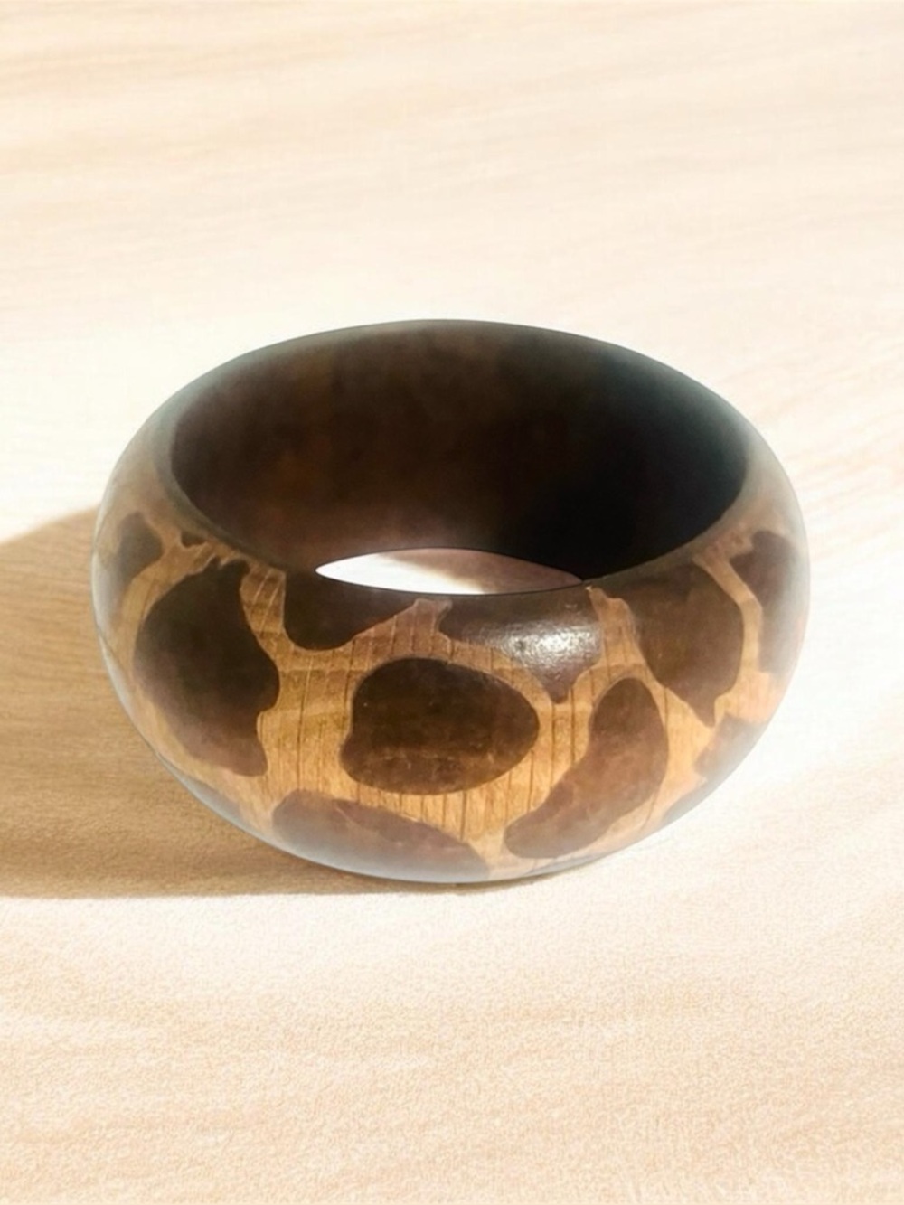🔥🔥🆕Brown Carved Wooden Bangle Bracelet